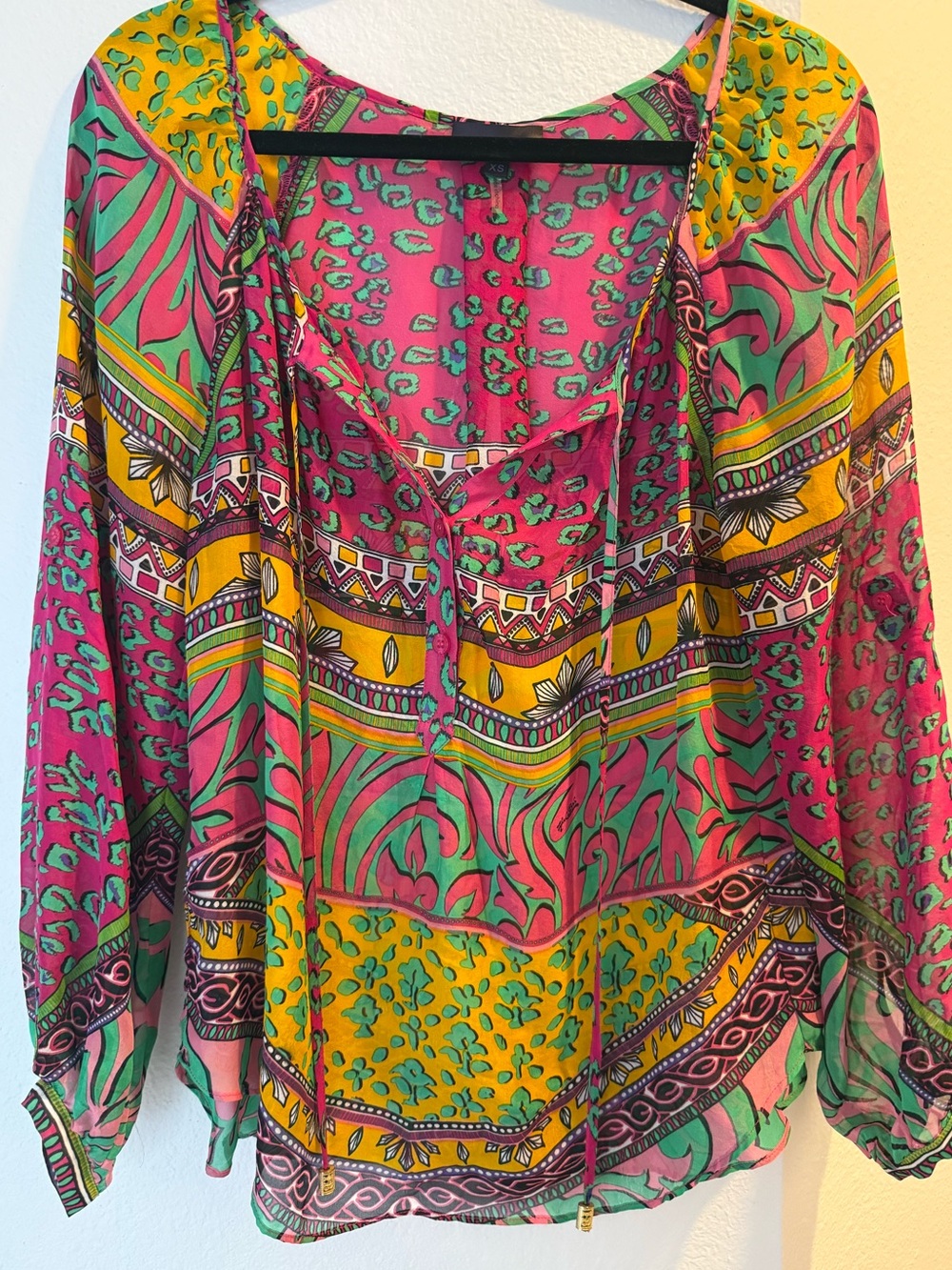Hale Bob XS Printed Silk Blouse